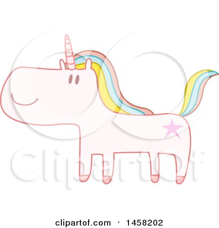 Clipart of a Cute Happy Unicorn with Rainbow Hair - Royalty Free Vector Illustration by yayayoyo