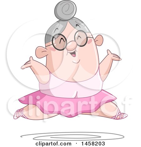 Clipart of a Cartoon Senior Ballerina Leaping - Royalty Free Vector Illustration by yayayoyo