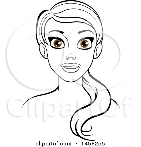 Clipart of a Black and White Woman with Brown Eyes - Royalty Free Vector Illustration by AtStockIllustration