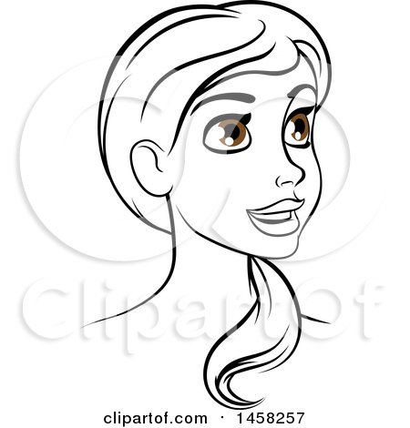 Clipart of a Black and White Woman with Brown Eyes - Royalty Free Vector Illustration by AtStockIllustration