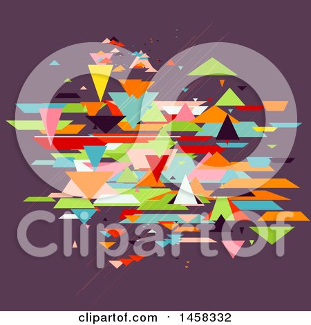 Clipart of a Retro Funky Background of Colorful Geometric Shapes on Purple - Royalty Free Vector Illustration by KJ Pargeter