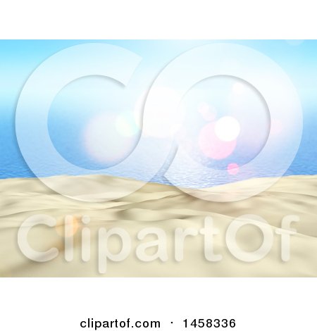 Clipart of a 3d White Sand and Blue Sea Backdrop - Royalty Free Illustration by KJ Pargeter