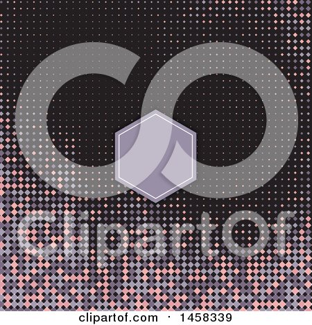 Clipart of a Blank Frame on a Background of Pink and Purple Diamonds on Black - Royalty Free Vector Illustration by KJ Pargeter