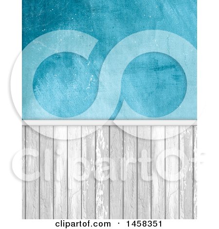 Clipart of a Distressed Blue Wall with Panels - Royalty Free Illustration by KJ Pargeter