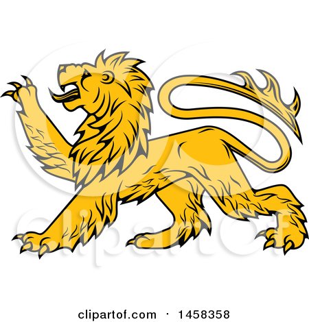 Clipart of a Golden Yellow Heraldic Lion - Royalty Free Vector Illustration by Vector Tradition SM
