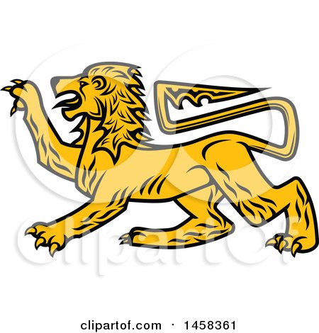 Clipart of a Golden Yellow Heraldic Lion - Royalty Free Vector Illustration by Vector Tradition SM