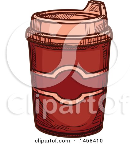 Clipart of a Takeout Coffee Cup in Sketched Style - Royalty Free Vector Illustration by Vector Tradition SM