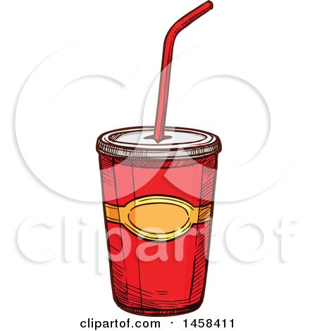 Clipart of a Fountain Soda in Sketched Style - Royalty Free Vector Illustration by Vector Tradition SM