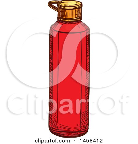Clipart of a Ketchup Bottle in Sketched Style - Royalty Free Vector Illustration by Vector Tradition SM