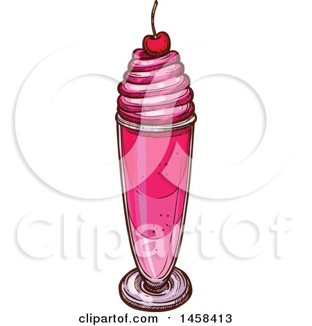 Clipart of a Milkshake in Sketched Style - Royalty Free Vector Illustration by Vector Tradition SM