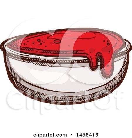 Clipart of a Side of Ketchup in Sketched Style - Royalty Free Vector Illustration by Vector Tradition SM