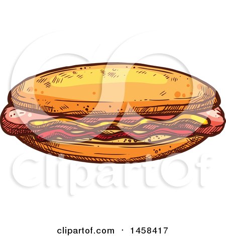 Clipart of a Hot Dog in Sketched Style - Royalty Free Vector Illustration by Vector Tradition SM
