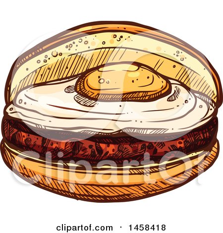Clipart of a Breakfast Sandwich in Sketched Style - Royalty Free Vector Illustration by Vector Tradition SM
