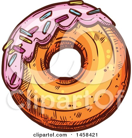 Clipart of a Donut in Sketched Style - Royalty Free Vector Illustration by Vector Tradition SM