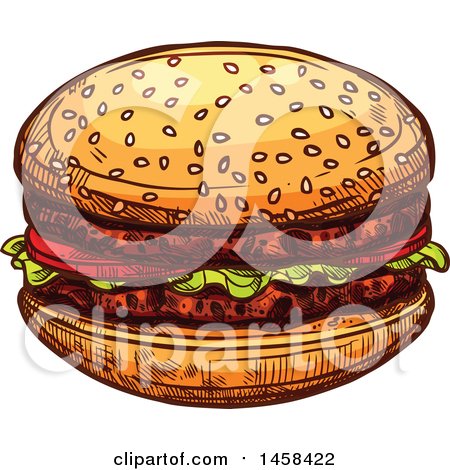Clipart of a Hamburger in Sketched Style - Royalty Free Vector Illustration by Vector Tradition SM
