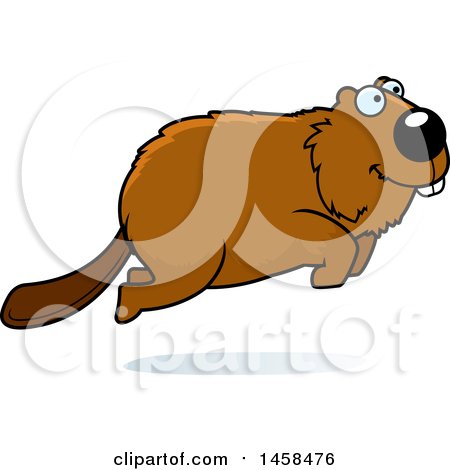 Clipart of a Happy Beaver Jumping - Royalty Free Vector Illustration by Cory Thoman