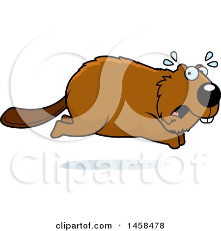 Clipart of a Scared Beaver Running - Royalty Free Vector Illustration by Cory Thoman