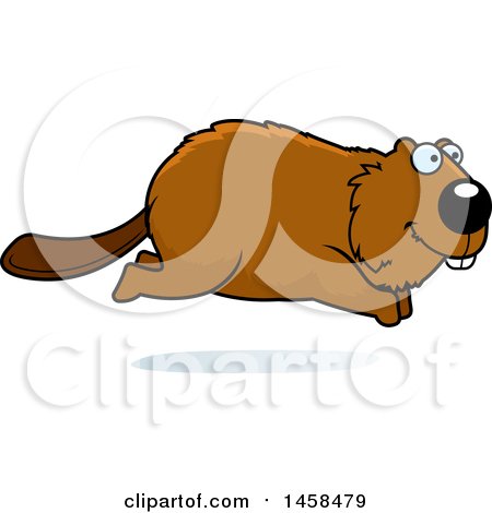 Clipart of a Happy Beaver Running - Royalty Free Vector Illustration by Cory Thoman