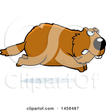 Clipart of a Mad Woodchuck Groundhog Whistlepig Running - Royalty Free Vector Illustration by Cory Thoman