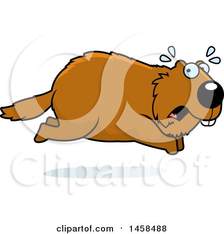 Clipart of a Scared Woodchuck Groundhog Whistlepig Running - Royalty Free Vector Illustration by Cory Thoman