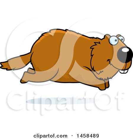 Clipart of a Happy Woodchuck Groundhog Whistlepig Running - Royalty Free Vector Illustration by Cory Thoman