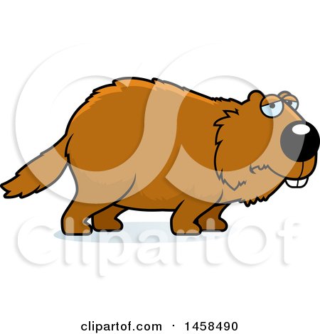 Clipart of a Sad or Depressed Woodchuck Groundhog Whistlepig - Royalty Free Vector Illustration by Cory Thoman