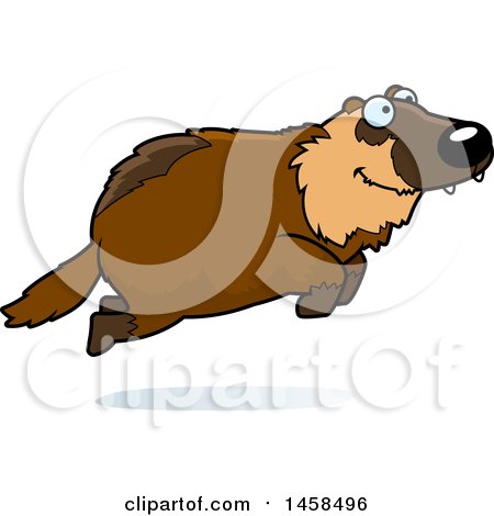 Clipart of a Happy Wolverine Jumping - Royalty Free Vector Illustration by Cory Thoman