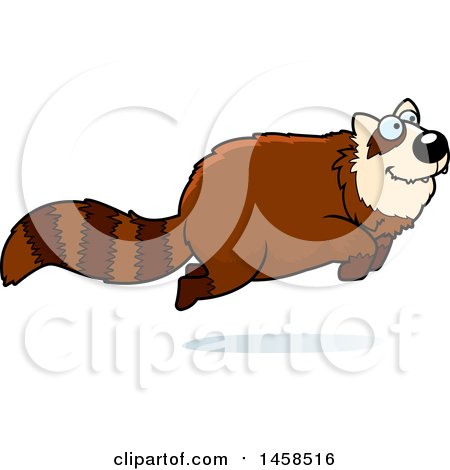Clipart of a Happy Red Panda Jumping - Royalty Free Vector Illustration by Cory Thoman