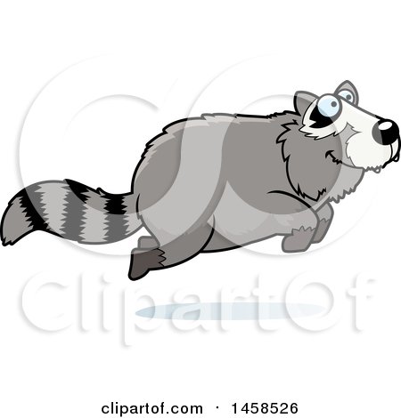 Clipart of a Happy Raccoon Jumping - Royalty Free Vector Illustration by Cory Thoman