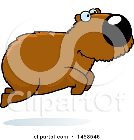 Clipart of a Happy Capybara Jumping - Royalty Free Vector Illustration by Cory Thoman