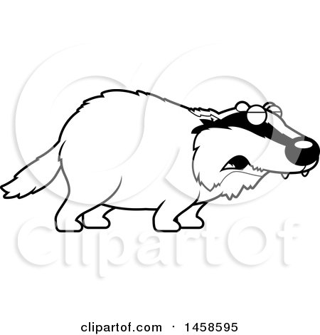 Clipart of a Black and White Howling Badger - Royalty Free Vector Illustration by Cory Thoman
