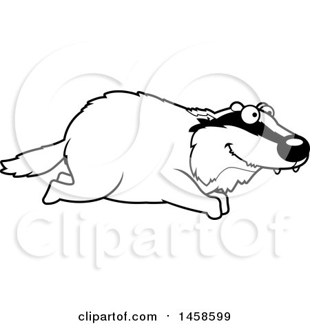 Clipart of a Black and White Happy Badger Running - Royalty Free Vector Illustration by Cory Thoman