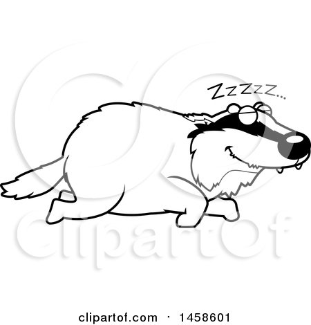 Clipart of a Black and White Sleeping Badger - Royalty Free Vector Illustration by Cory Thoman