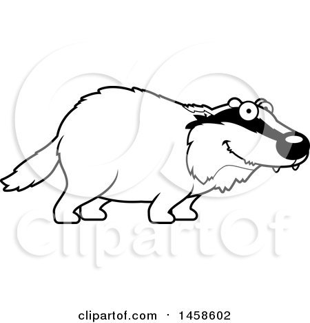 Clipart of a Black and White Happy Badger Smiling - Royalty Free Vector Illustration by Cory Thoman