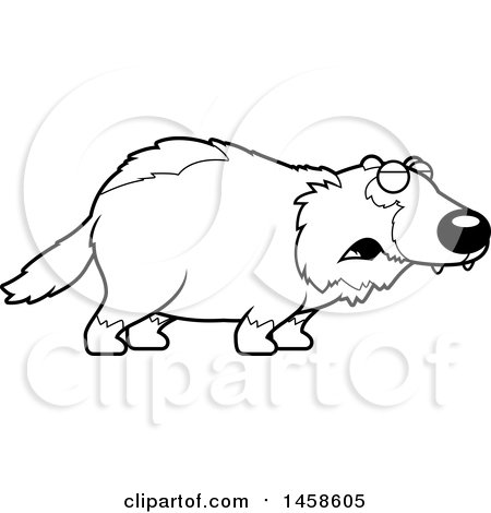 Clipart of a Black and White Howling Wolverine - Royalty Free Vector Illustration by Cory Thoman