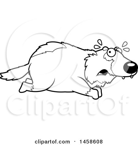 Clipart of a Black and White Scared Wolverine Running - Royalty Free Vector Illustration by Cory Thoman