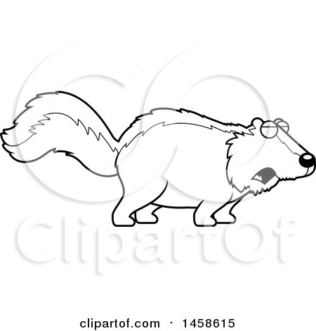 Clipart of a Black and White Howling Skunk - Royalty Free Vector Illustration by Cory Thoman