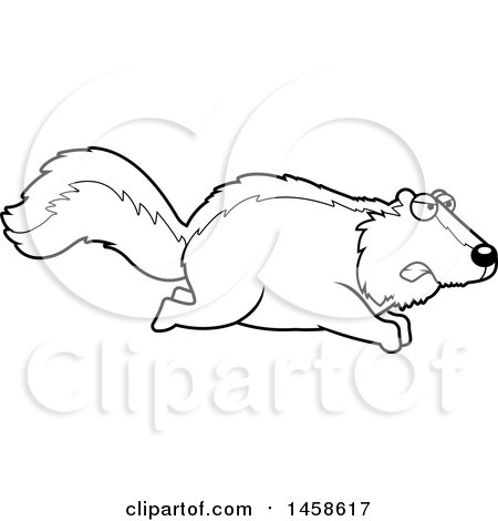 Clipart of a Black and White Mad Skunk Running - Royalty Free Vector Illustration by Cory Thoman