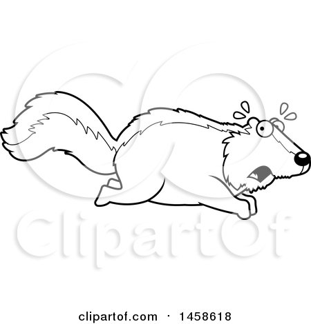 Clipart of a Black and White Scared Skunk Running - Royalty Free Vector Illustration by Cory Thoman