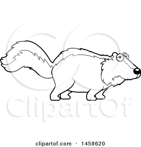 Clipart of a Black and White Sad or Depressed Skunk - Royalty Free Vector Illustration by Cory Thoman