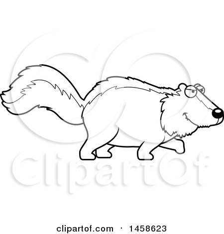 Clipart of a Black and White Stalking Skunk - Royalty Free Vector Illustration by Cory Thoman