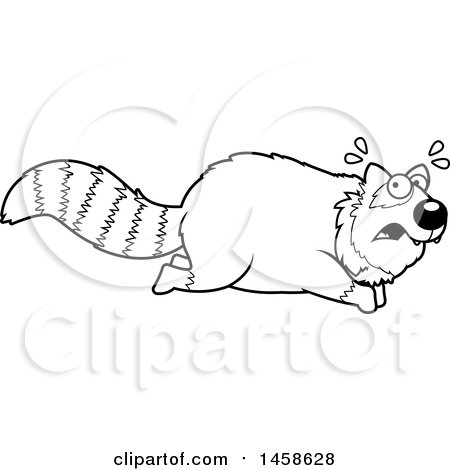 Clipart of a Black and White Scared Red Panda Running - Royalty Free Vector Illustration by Cory Thoman
