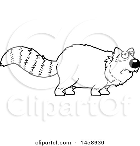 Clipart of a Black and White Sad or Depressed Red Panda - Royalty Free Vector Illustration by Cory Thoman
