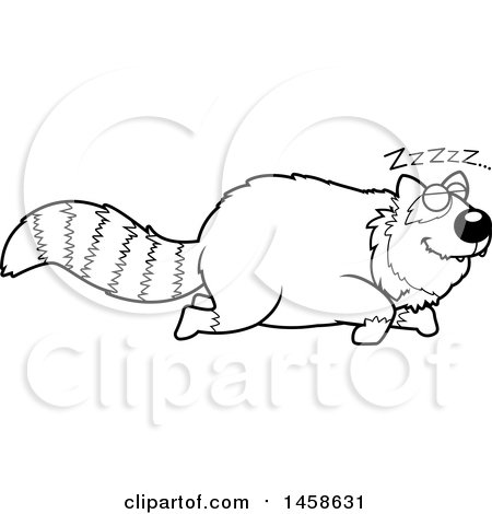 Clipart of a Black and White Sleeping Red Panda - Royalty Free Vector Illustration by Cory Thoman