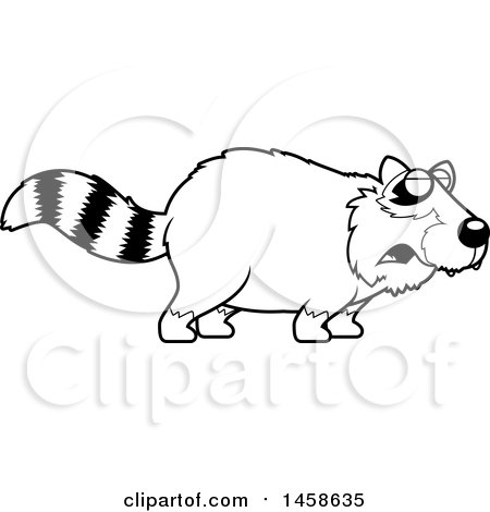Clipart of a Black and White Howling Raccoon - Royalty Free Vector Illustration by Cory Thoman