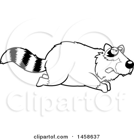 Clipart of a Black and White Mad Raccoon Running - Royalty Free Vector Illustration by Cory Thoman