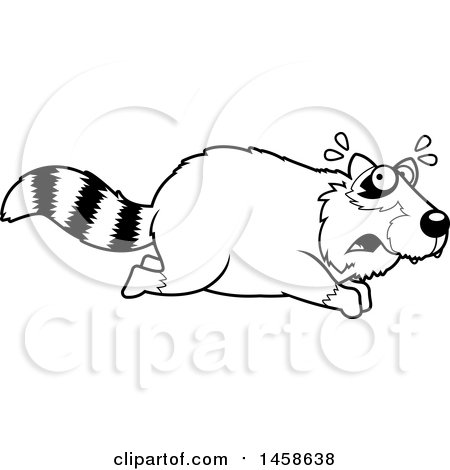 Clipart of a Black and White Scared Raccoon Running - Royalty Free Vector Illustration by Cory Thoman