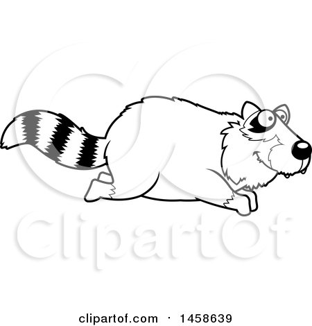 Clipart of a Black and White Happy Raccoon Running - Royalty Free Vector Illustration by Cory Thoman
