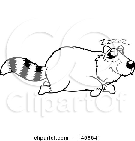 Clipart of a Black and White Sleeping Raccoon - Royalty Free Vector Illustration by Cory Thoman
