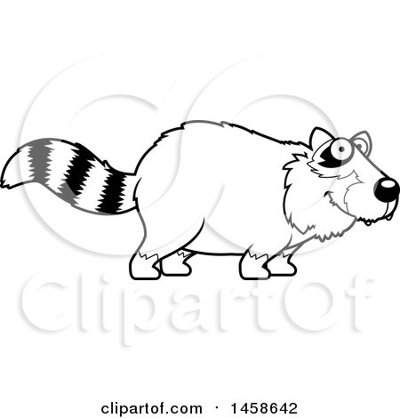 Clipart of a Black and White Happy Raccoon - Royalty Free Vector Illustration by Cory Thoman
